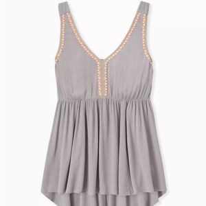 Babydoll Gauze Embroidered Tank Top | Torrid